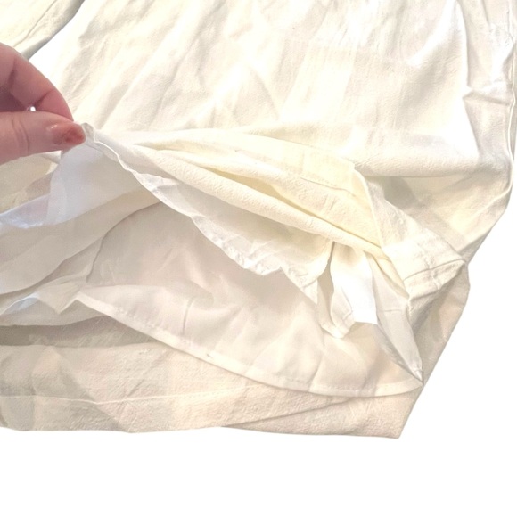 NWT ANRABESS Linen Blend Wide Leg Pants Women M White Crop Smocked Waist Flowy - Picture 15 of 16